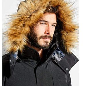 GUESS Men's Luke Faux-Fur Trim Puffer Jacket